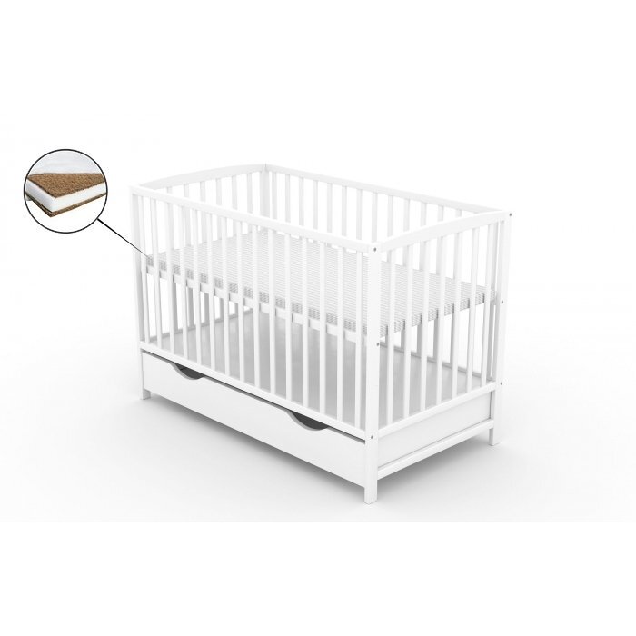 Vessanti Patut cu sertar Ares alb + Saltea Cocos 10 cm