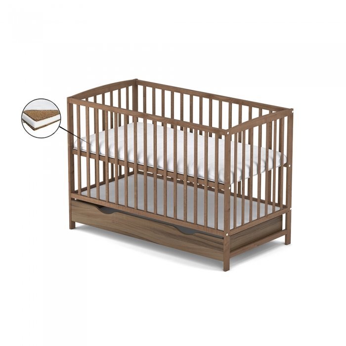 Vessanti Patut cu sertar Ares Maro + Saltea Cocos 12 cm