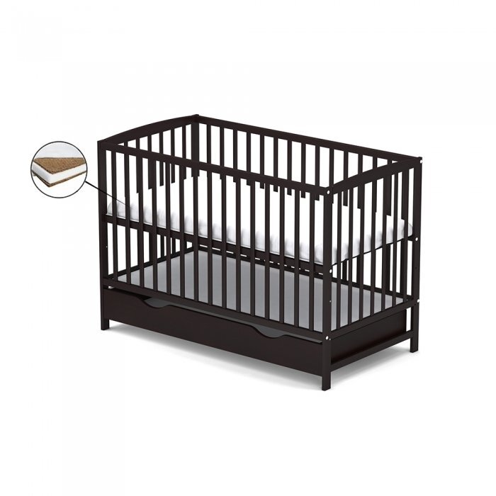 Vessanti Patut cu sertar Ares Wenge + Saltea Cocos 12 cm