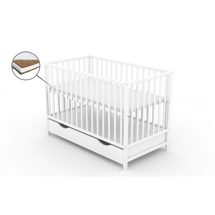 Vessanti Patut cu sertar Clasico Alb + Saltea Cocos 8 cm