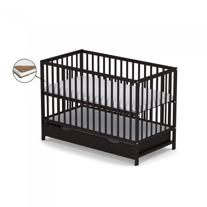 Vessanti Patut cu sertar Clasico Wenge + Saltea Cocos 10 cm
