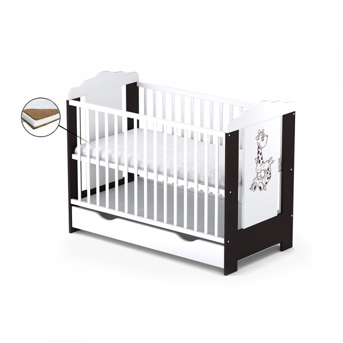 Vessanti Patut cu sertar Ella Wenge + Saltea Cocos 10 cm