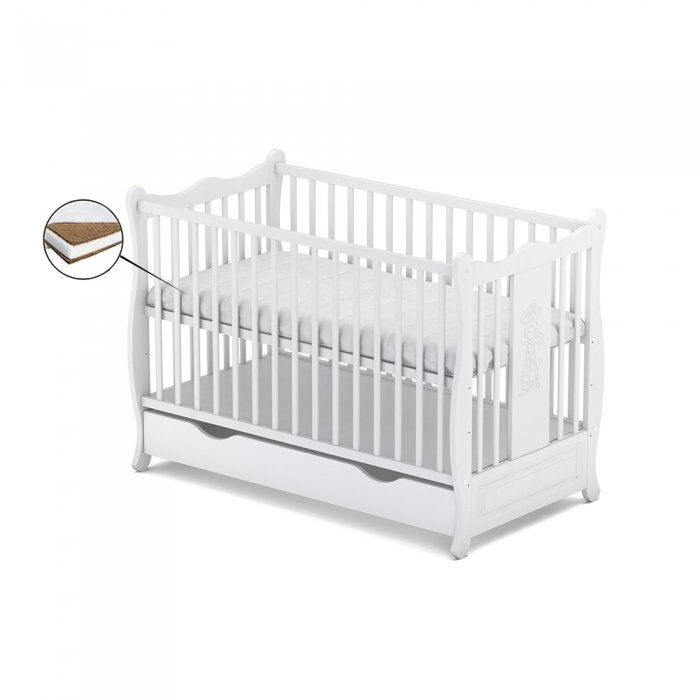Vessanti Patut cu sertar Sophie Alb + Saltea Cocos 12 cm