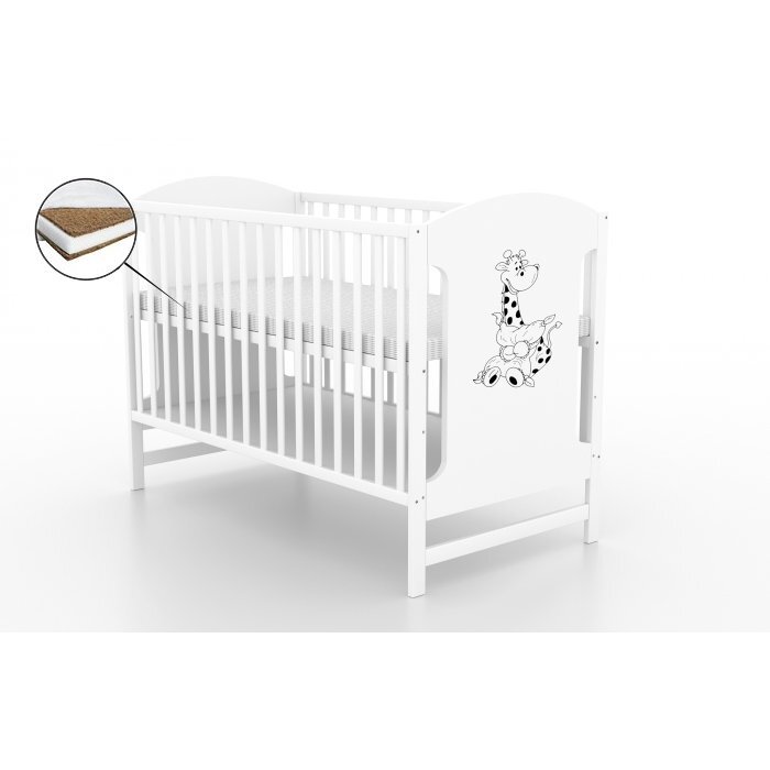 Vessanti Patut fara sertar Milo Girafa Alb + Saltea Cocos 12 cm