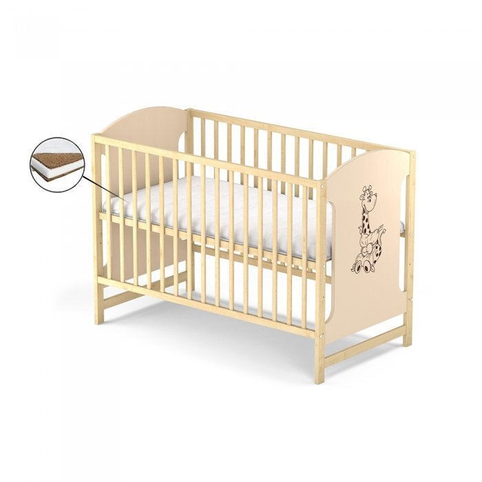 Vessanti Patut fara sertar Milo Girafa Crem cu Natur + Saltea cocos 10 cm