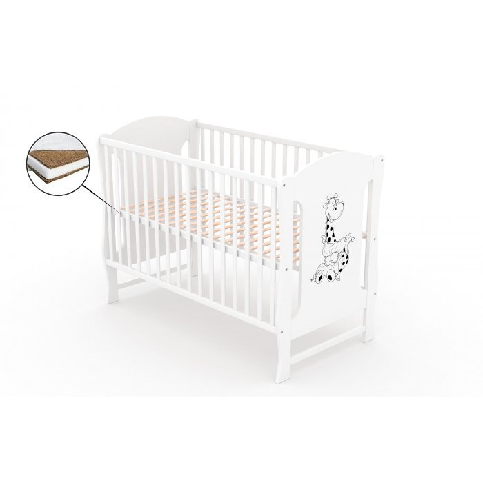Vessanti Patut fara sertar Zuza Alb + Saltea Cocos 12 cm