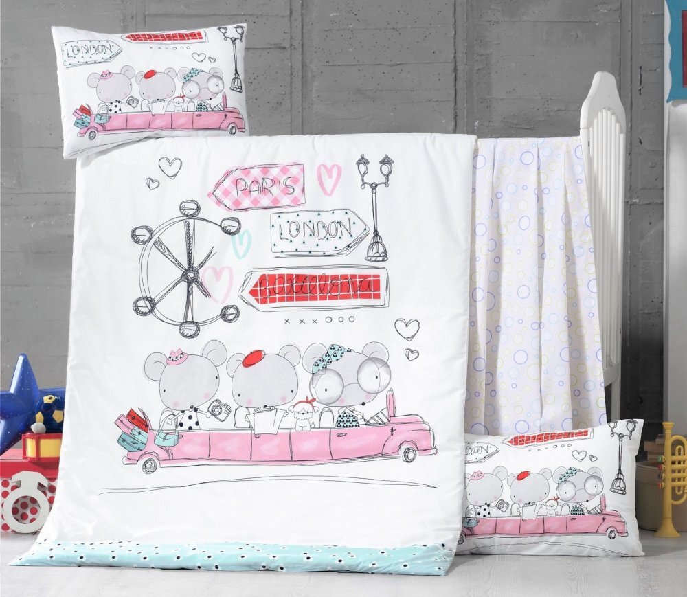 Victoria Home Set lenjerie 6 piese Bumbac Ranforce Journey 120x60 cm