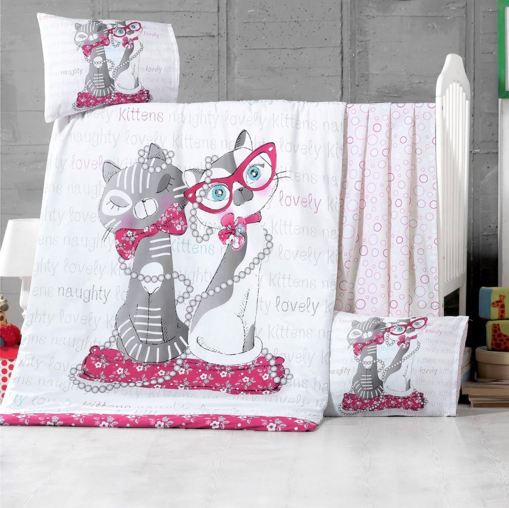 Victoria Home Set lenjerie 6 piese Bumbac Ranforce Kittens 120x60 cm