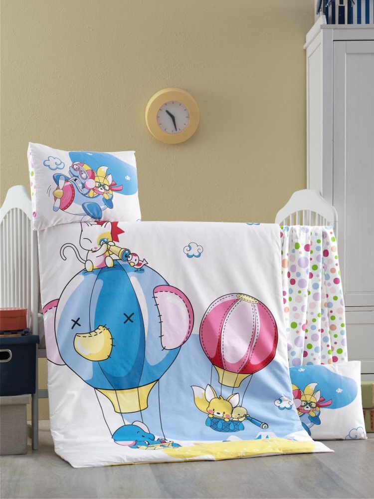 Victoria Home Set lenjerie 6 piese Bumbac Ranforce Macera 120x60 cm