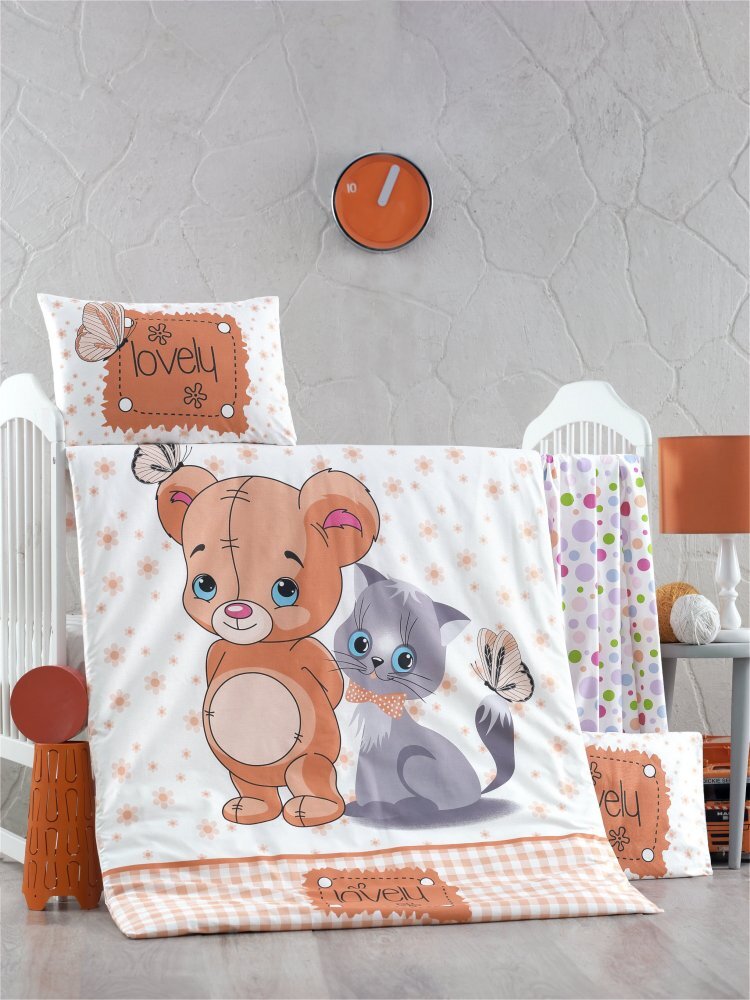 Victoria Home Set lenjerie 6 piese Bumbac Ranforce Mouse and Cat 120x60 cm