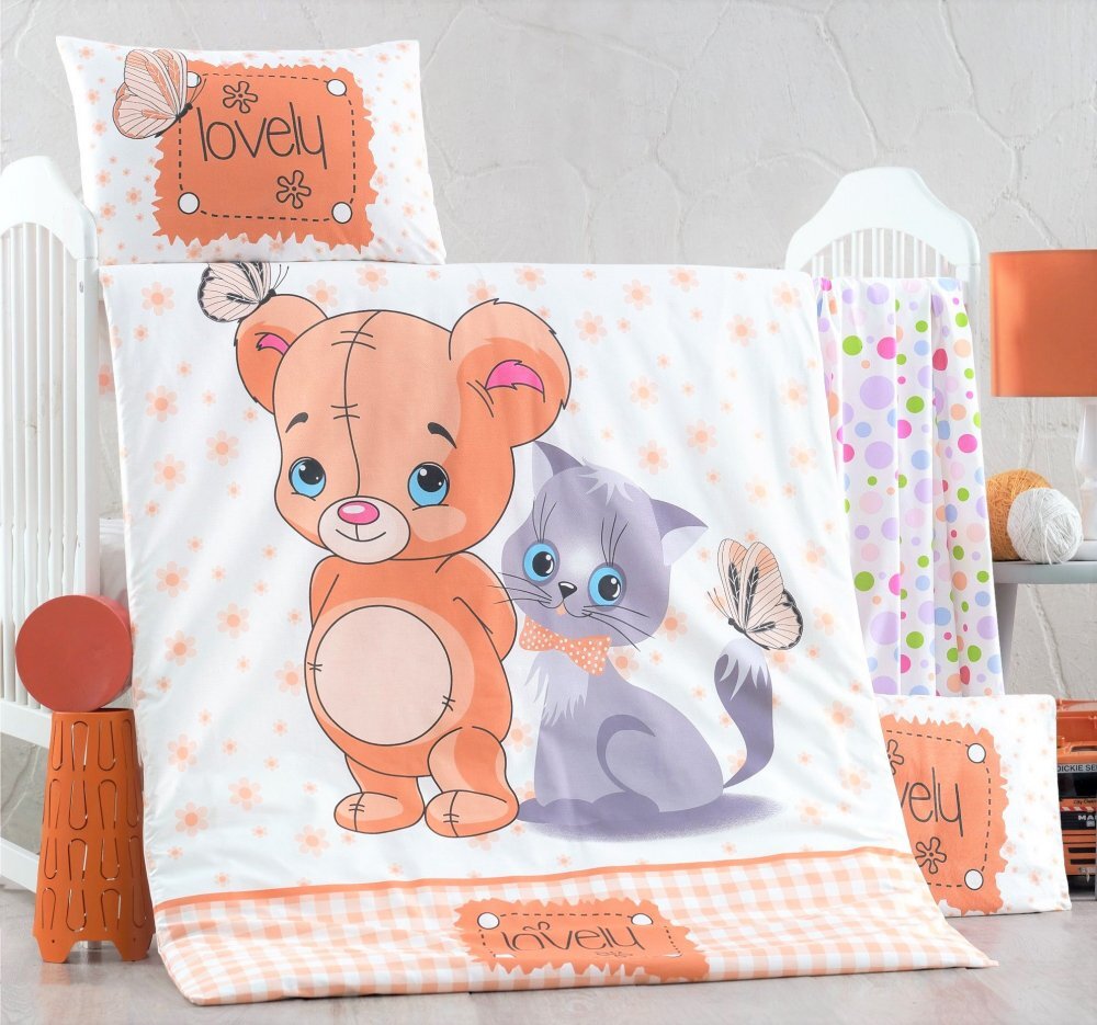 Victoria Home Set lenjerie 6 piese Bumbac Ranforce Mouse and Cat 120x60 cm