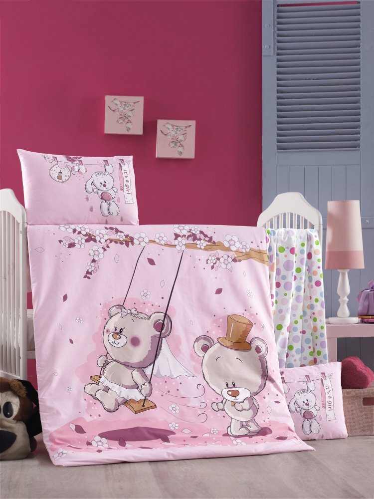 Victoria Home Set lenjerie 6 piese Bumbac Ranforce Pink Dream 120x60 cm