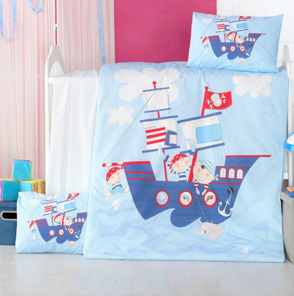 Victoria Home Set lenjerie 6 piese Bumbac Ranforce Ship 120x60 cm