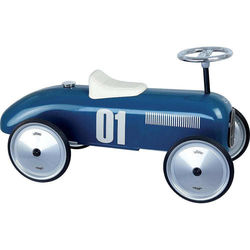 VILAC Masinuta pentru copii fara pedale metal Bleu cu design retro si roti din cauciuc de la 18 luni