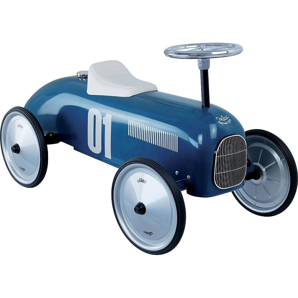 VILAC Masinuta pentru copii fara pedale metal Bleu cu design retro si roti din cauciuc de la 18 luni