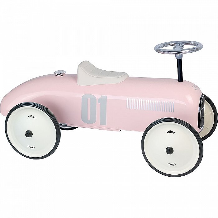 VILAC Masinuta pentru copii fara pedale metal Roz cu design retro si roti din cauciuc de la 18 luni