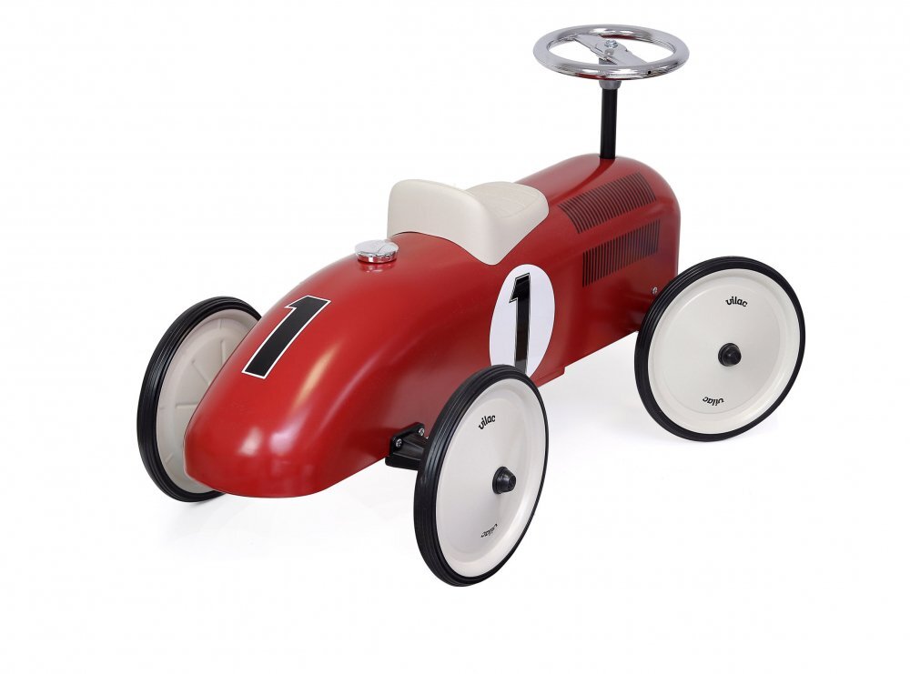 VILAC Masinuta pentru copii Vintage metalica ride-on rosie cu roti crem