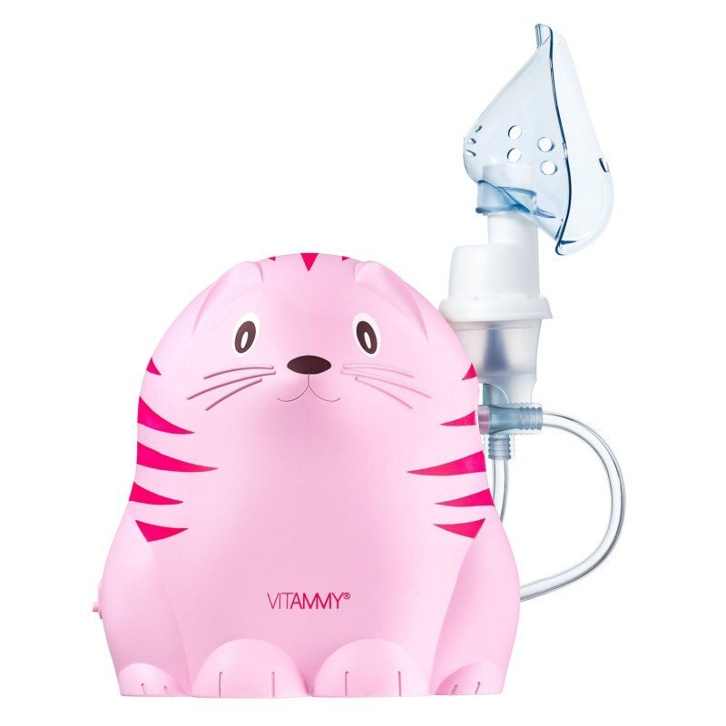 VITAMMY Aparat aerosoli Gattino A1503 nebulizator cu compresor set complet de accesorii roz