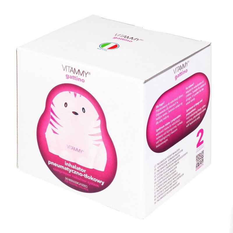 VITAMMY Aparat aerosoli Gattino A1503 nebulizator cu compresor set complet de accesorii roz