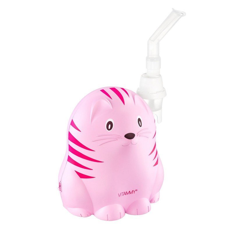 VITAMMY Aparat aerosoli Gattino A1503 nebulizator cu compresor set complet de accesorii roz