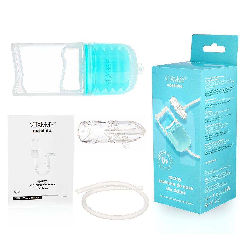 VITAMMY Aspirator nazal Nosalino cu pompa manuala pentru bebelusi si copii portabil capacitate mare a recipientului igienic fara incarcare