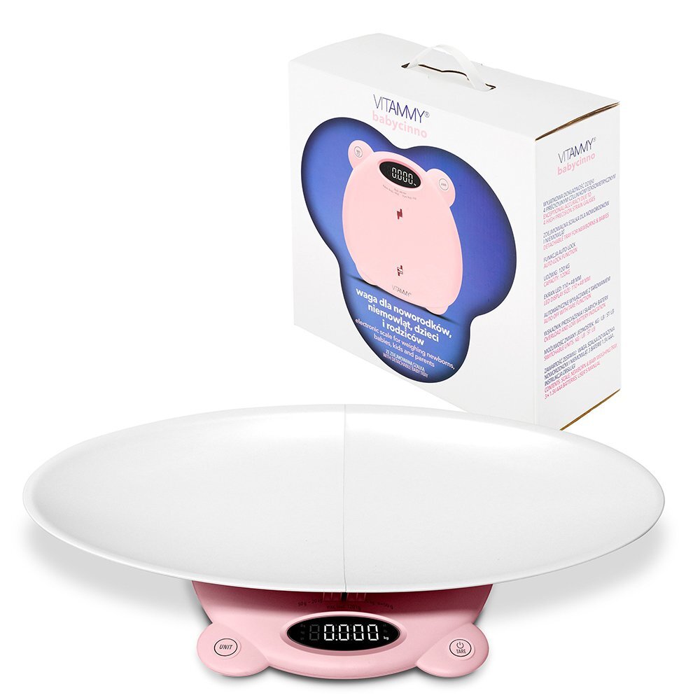 VITAMMY Cantar electronic Babycinno 4 in 1 pentru nou-nascuti bebelusi roz