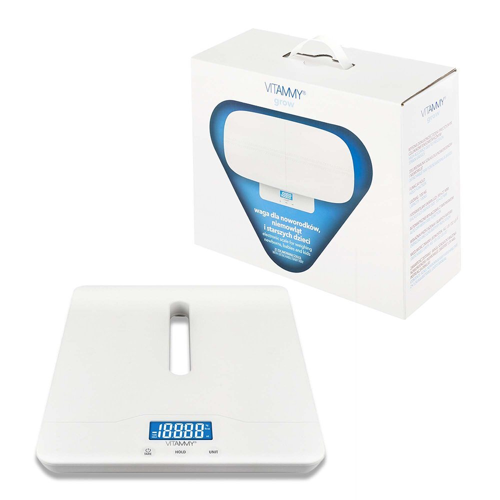 VITAMMY Cantar electronic Grow pentru nou-nascuti sugari copii si adulti tava detasabila ecran LCD greutate maxima 100 kg