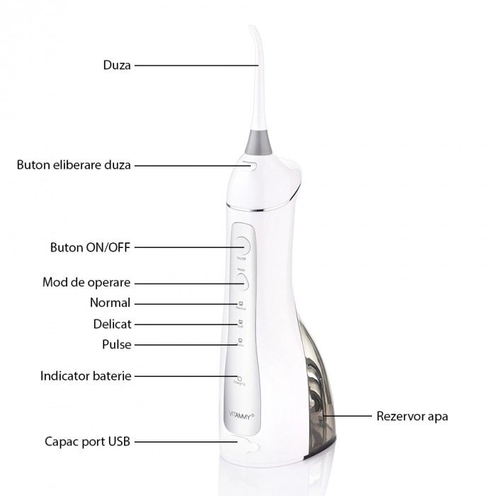 VITAMMY Irigator oral dus bucal Hydra profesional Alb