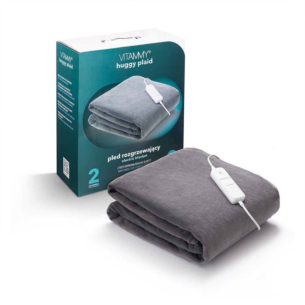 VITAMMY Patura cu incalzire electrica huggy plaid 180 x 130 cm gri inchis