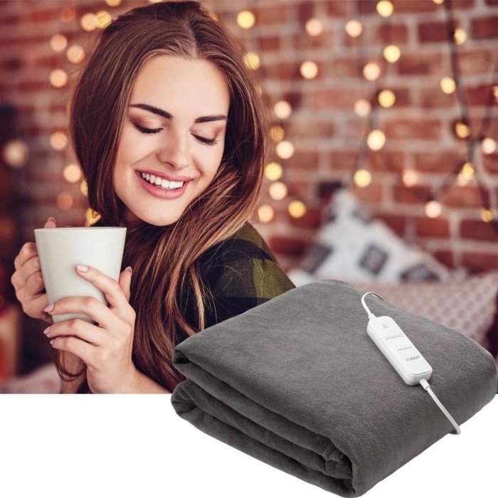 VITAMMY Patura cu incalzire electrica huggy plaid 180 x 130 cm gri inchis