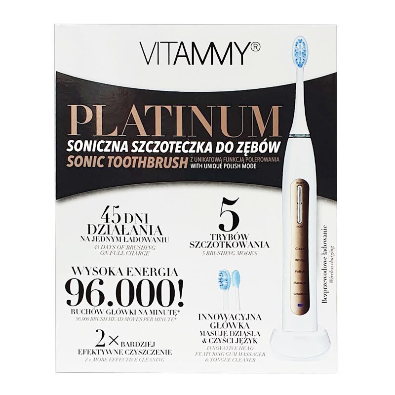 VITAMMY Periuta de dinti electrica Platinum 96000 vibratiimin 5 moduri de periaj 2 capete incluse