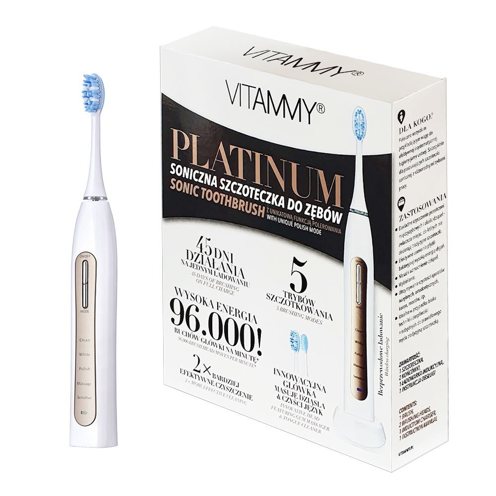 VITAMMY Periuta de dinti electrica Platinum 96000 vibratiimin 5 moduri de periaj 2 capete incluse