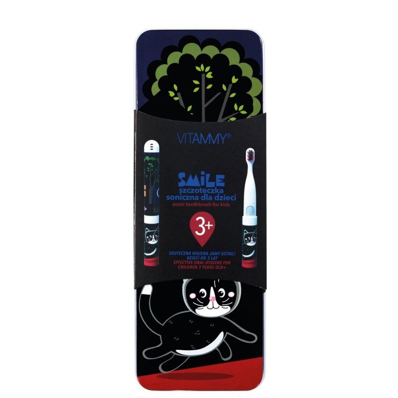 VITAMMY Periuta de dinti electrica Smile animatie pisoi negru