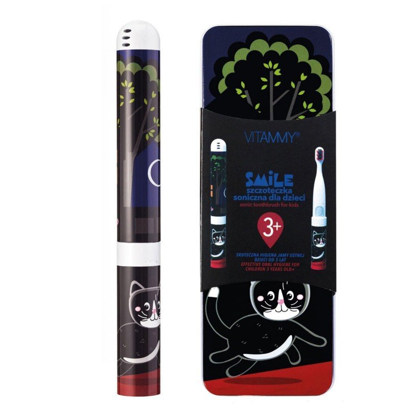 VITAMMY Periuta de dinti electrica Smile animatie pisoi negru
