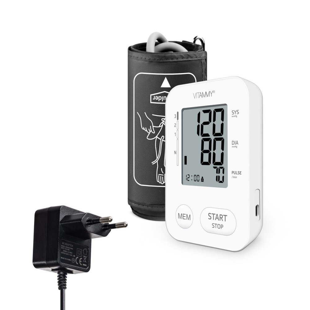 VITAMMY Tensiometru electronic de brat Next 2 + mufa Usb adaptor inclus detectare aritmie
