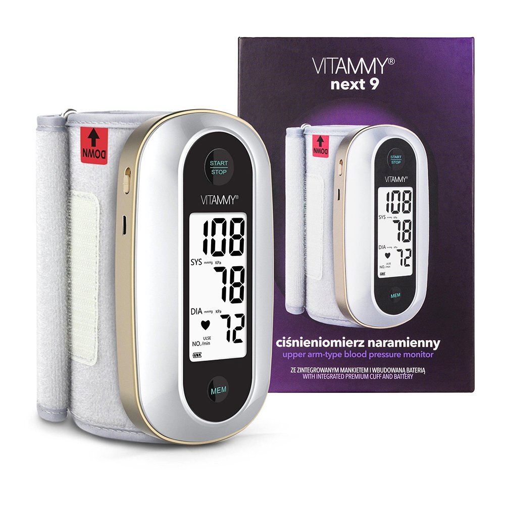 VITAMMY Tensiometru electronic de brat Next 9 mufa USB manseta integrata 23-36 cm albauriu