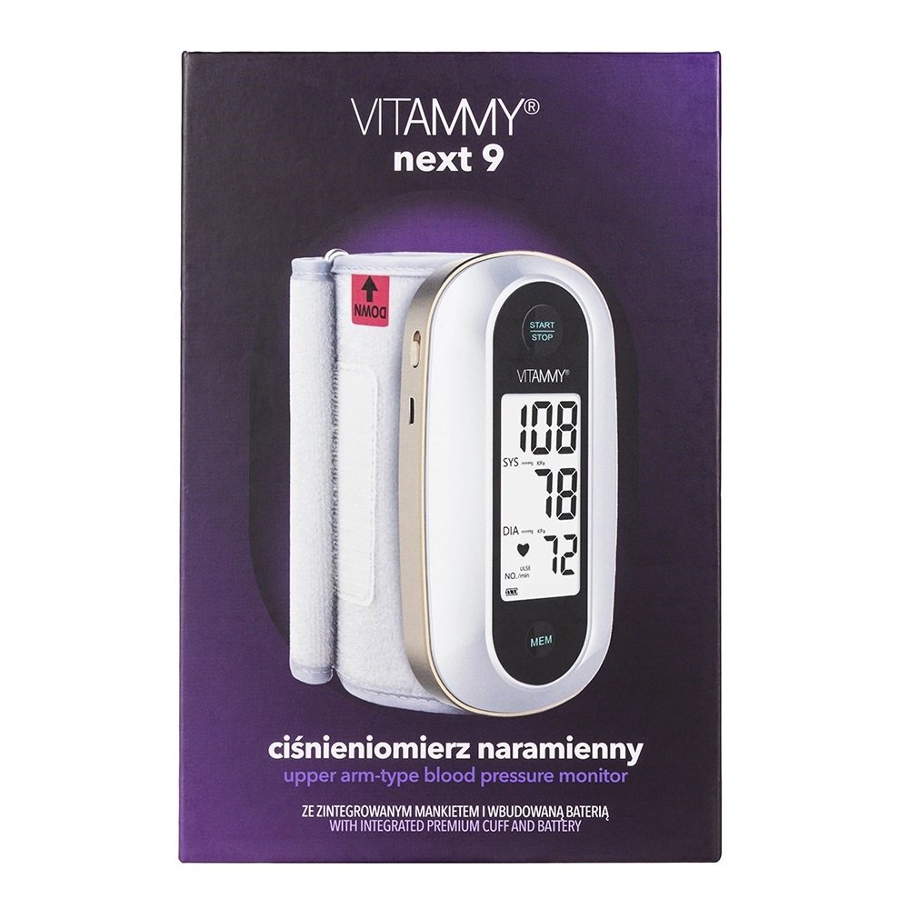 VITAMMY Tensiometru electronic de brat Next 9 mufa USB manseta integrata 23-36 cm albauriu