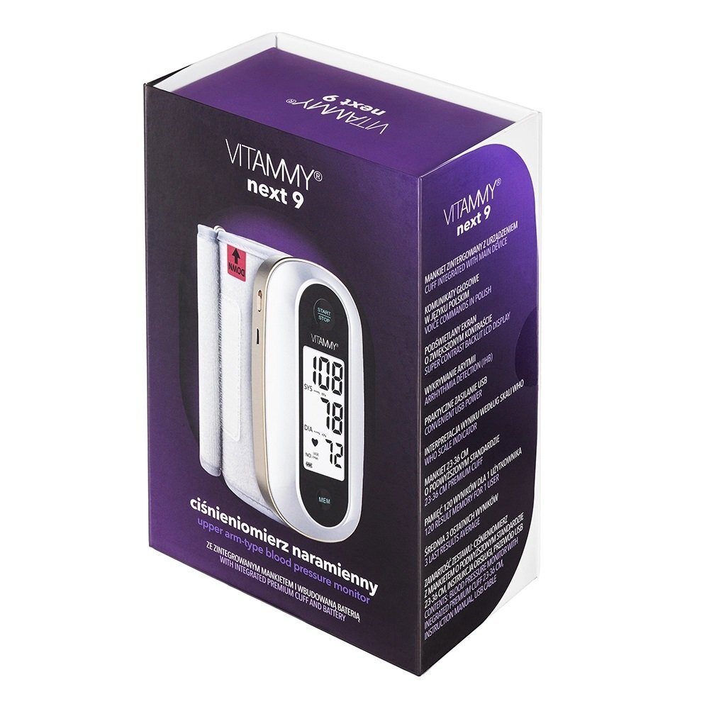 VITAMMY Tensiometru electronic de brat Next 9 mufa USB manseta integrata 23-36 cm albauriu