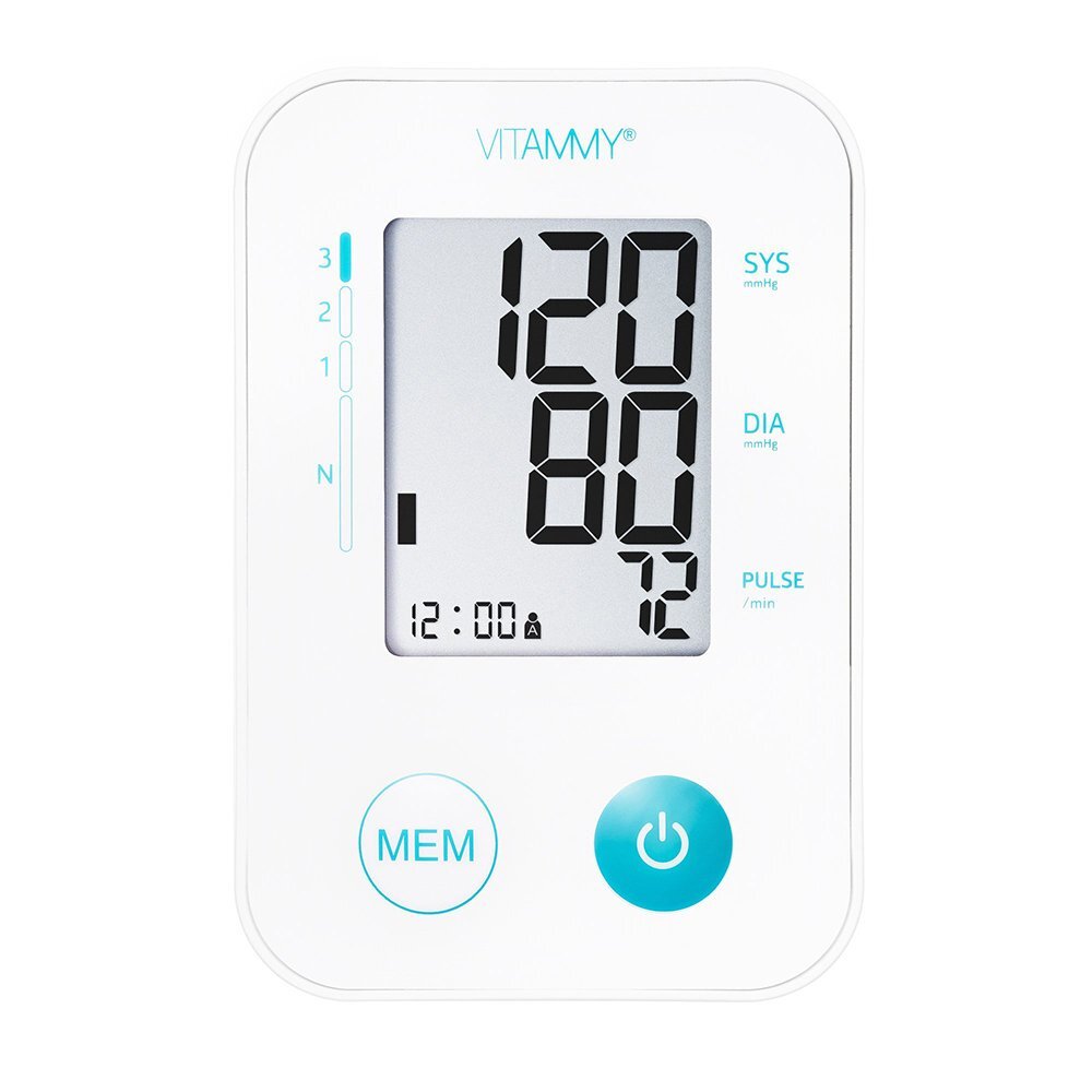 VITAMMY Tensiometru electronic de brat Next Basic Alb cu mufa USB detectare aritmie detectie miscarea corpului memorare 2 utilizatori si manseta 22-40 cm