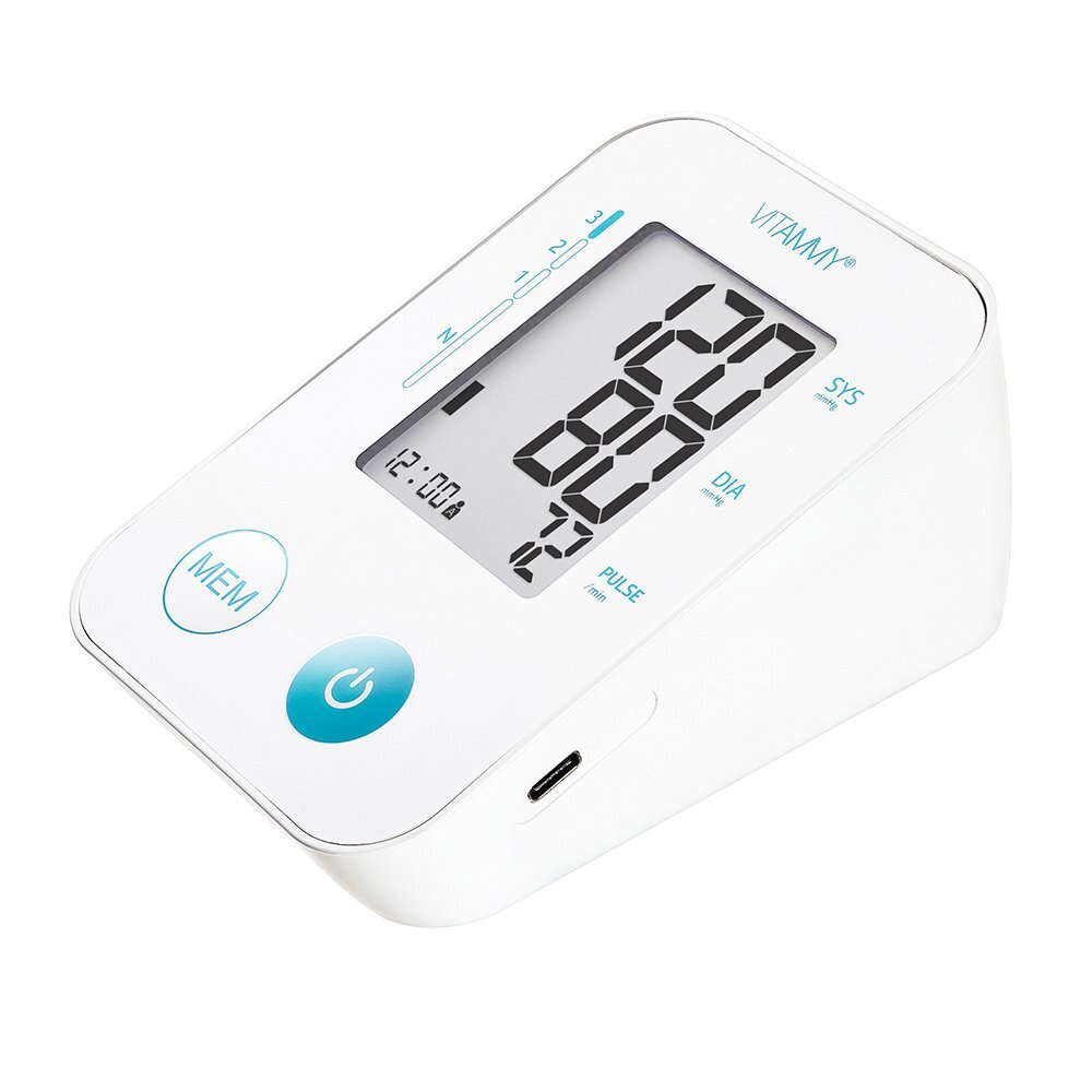 VITAMMY Tensiometru electronic de brat Next Basic Alb cu mufa USB detectare aritmie detectie miscarea corpului memorare 2 utilizatori si manseta 22-40 cm