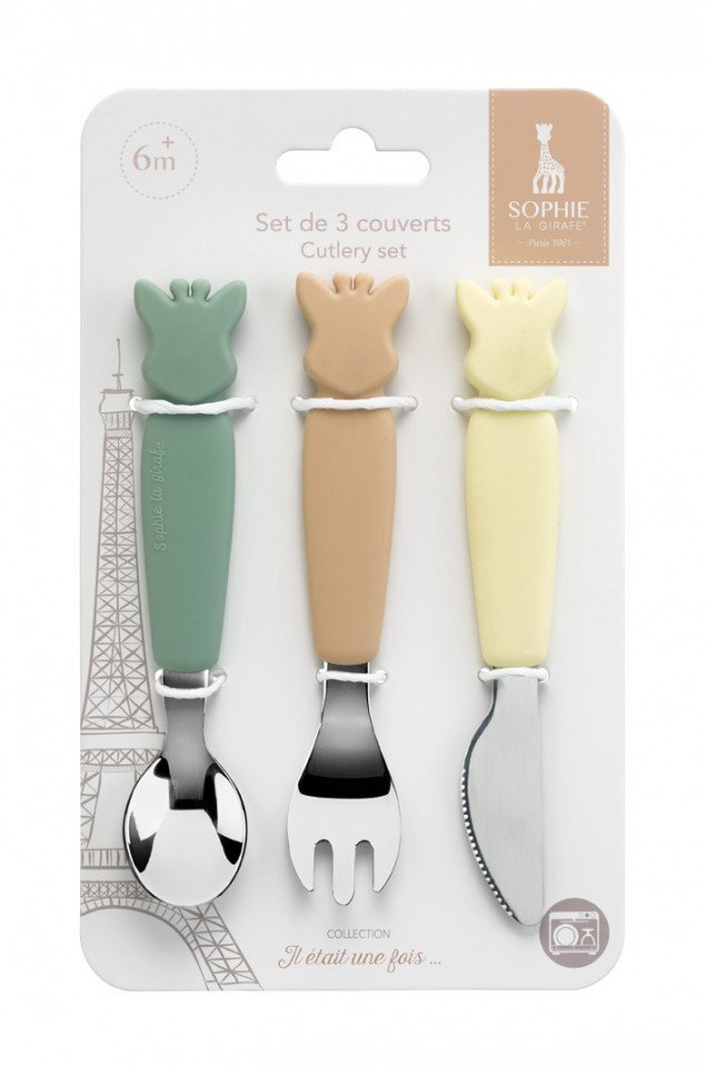 Vulli Set 3 tacamuri cu maner din silicon Girafa Sophie