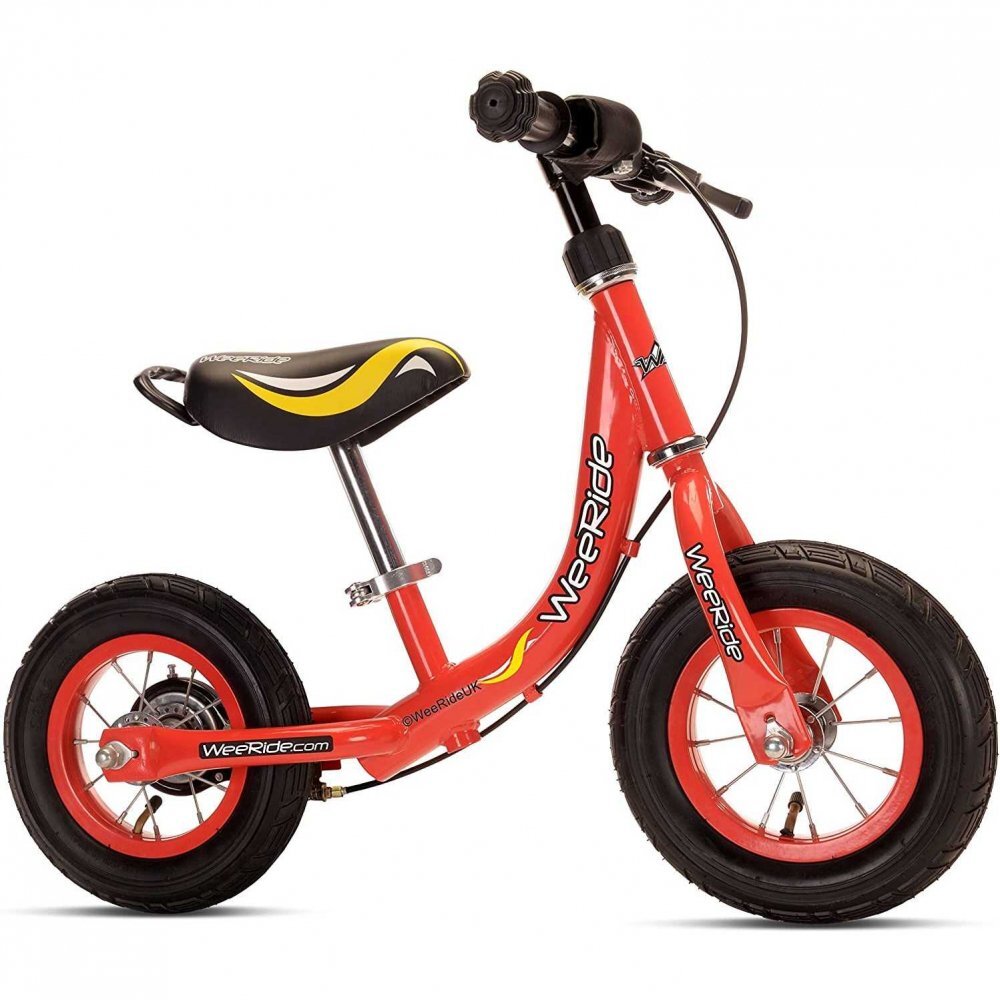 WeeRide Bicicleta copii fara pedale Learn 2 Ride WR12R 10 inch frana de mana varsta 18 luni-4 ani scaun ajustabil pe inaltime de la 31-42 cm roti pneumatice