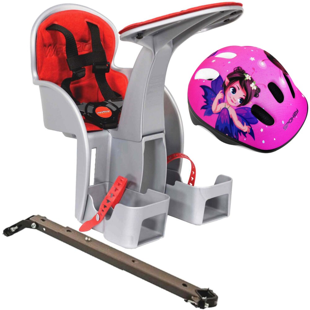 WeeRide Scaun bicicleta copii SafeFront Clasic pozitie montare centru 15 kg si casca protectie XS 44-48 Fairy Tail grirosu