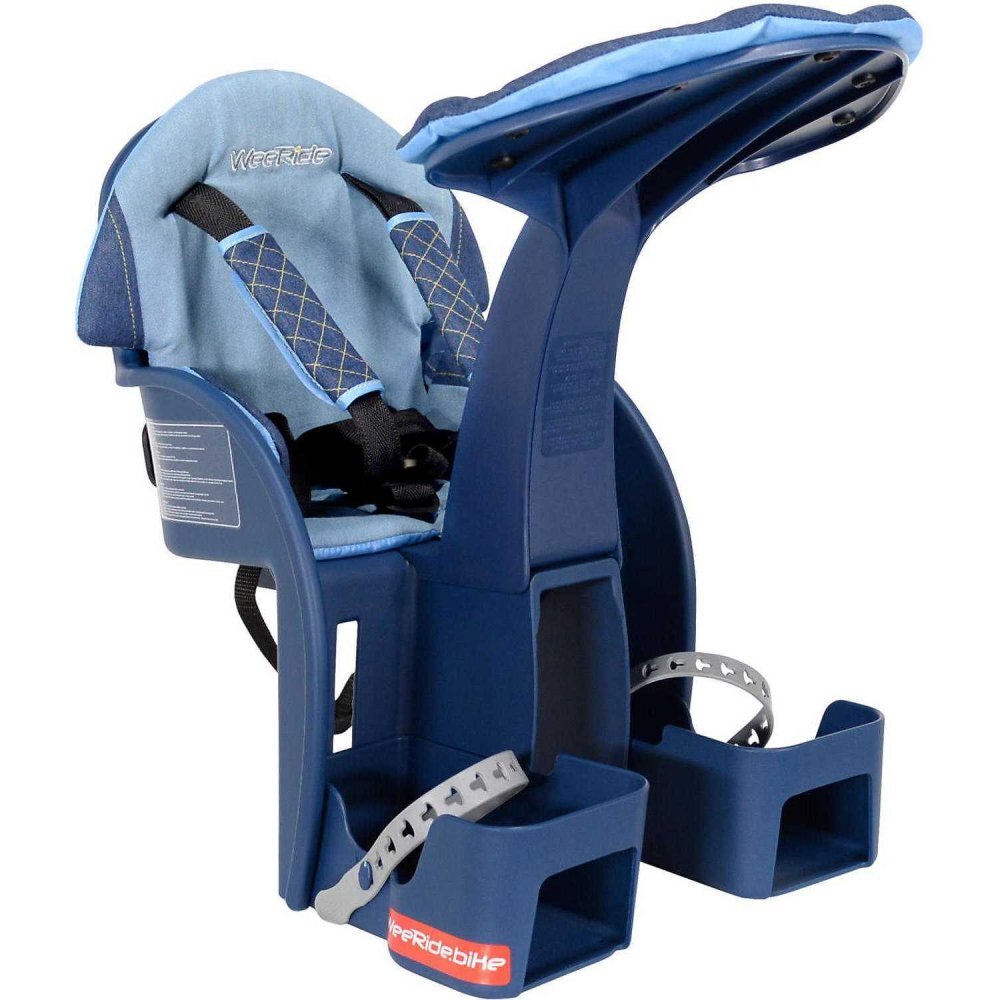 WeeRide Scaun bicicleta copii SafeFront Deluxe pozitie montare centru 15 kg si casca protectie XS 44-48 Police denim