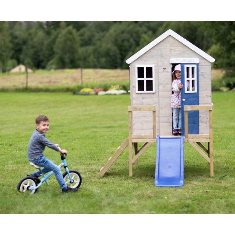 Wendi Toys Casuta de gradina My Blue Cottage House cu platforma si tobogan albastru