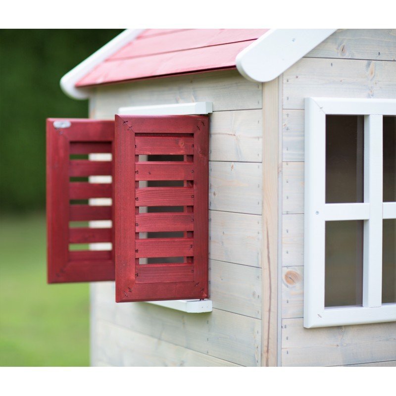 Wendi Toys Casuta de gradina My Red Cottage House cu platforma si tobogan roz