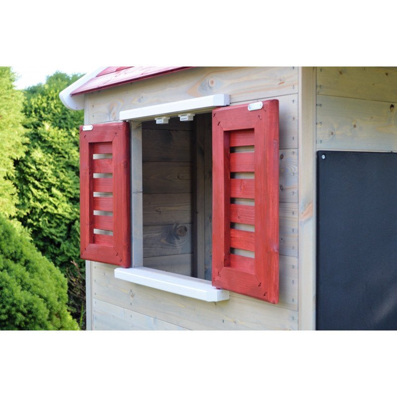 Wendi Toys Casuta de gradina Summer Adventure House cu platforma cu loc pentru nisip tobogan si leagan dublu (M29R)