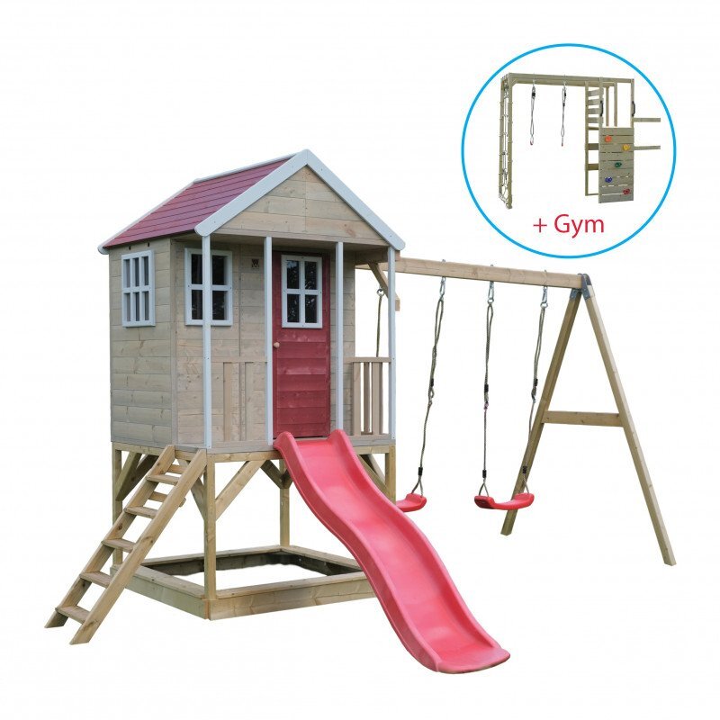 Wendi Toys Casuta Nordic Adventure House cu loc pentru nisip tobogan leagan dublu modul sport