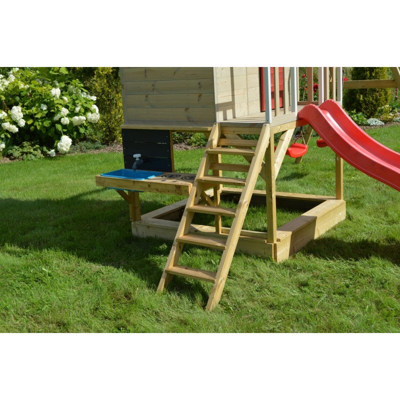Wendi Toys Casuta Summer Adventure cu loc de nisip tobogan leagan si bucatarie