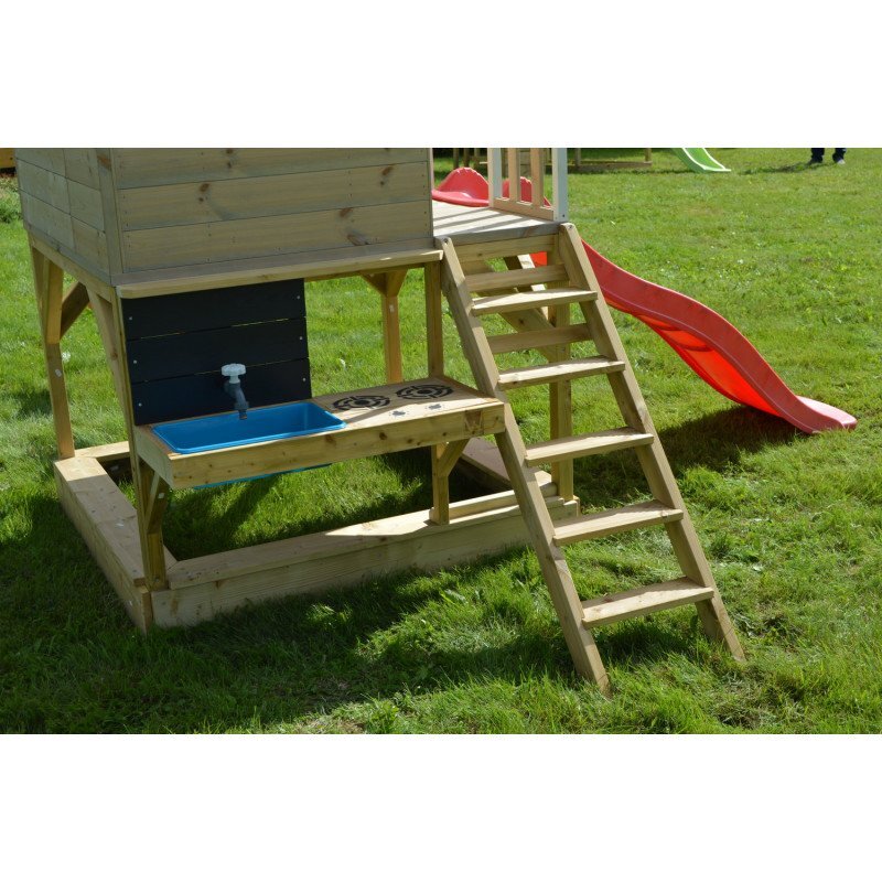 Wendi Toys Casuta Summer Adventure cu loc de nisip tobogan leagan si bucatarie